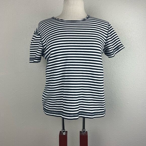 EUC Chaus Women’s Blue and White Short Sleeve Top Size S - Picture 1 of 5